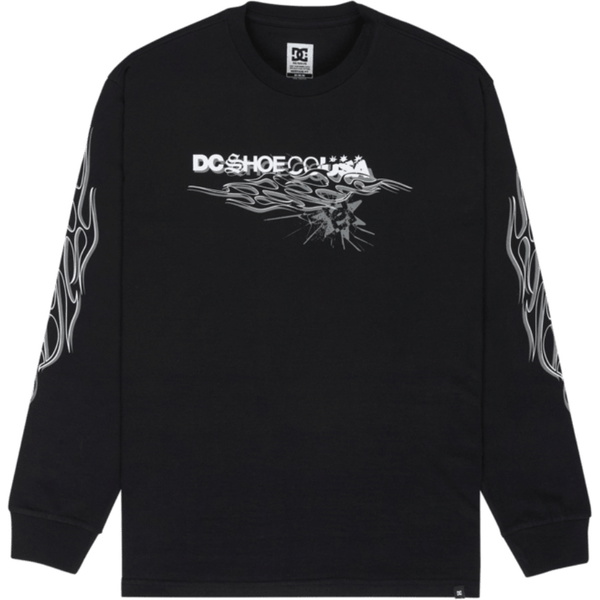 2026 DC Shoes Mens Side Flame Long Sleeve T-Shirt EDYZT04461 - Black